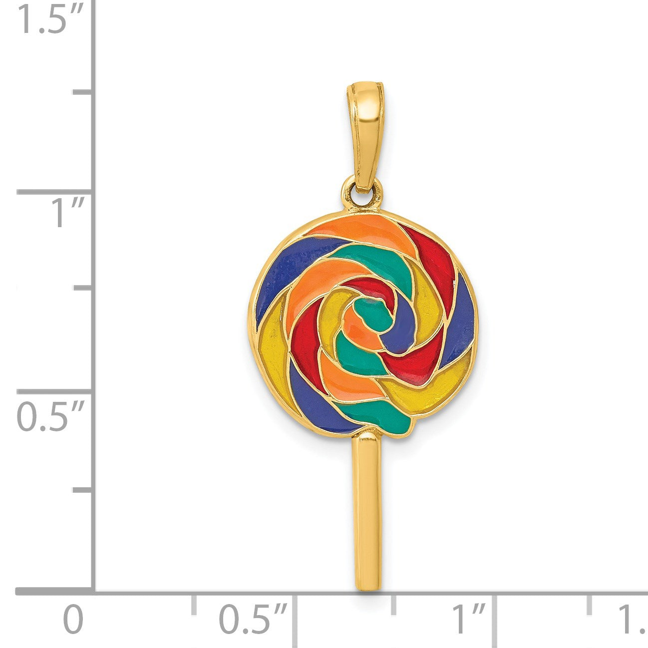 14K Gelbgold 3D-emaillierter Lolli-Anhänger
