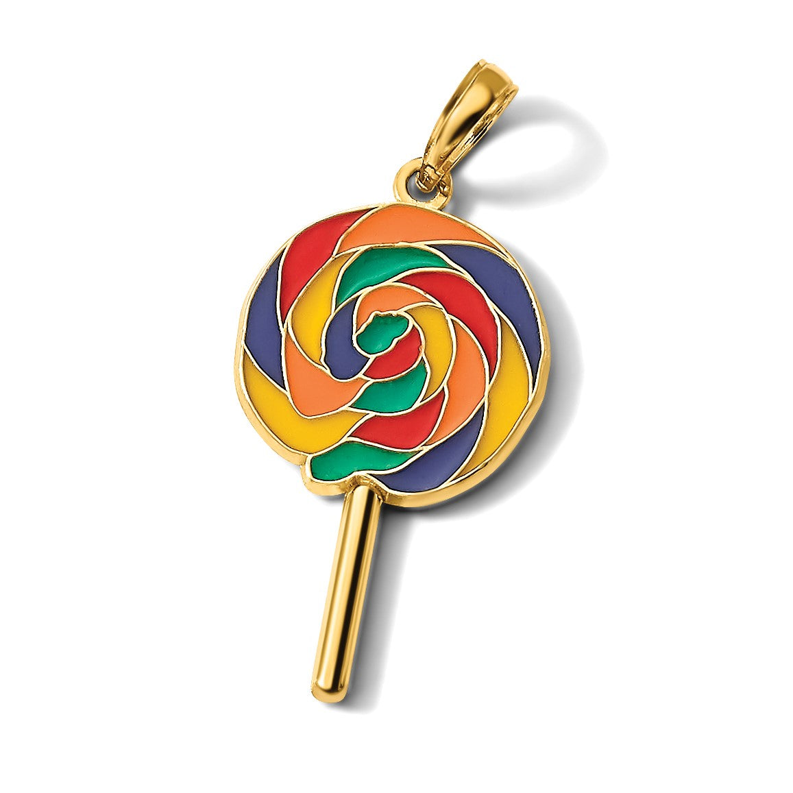 14K Gelbgold 3D-emaillierter Lolli-Anhänger