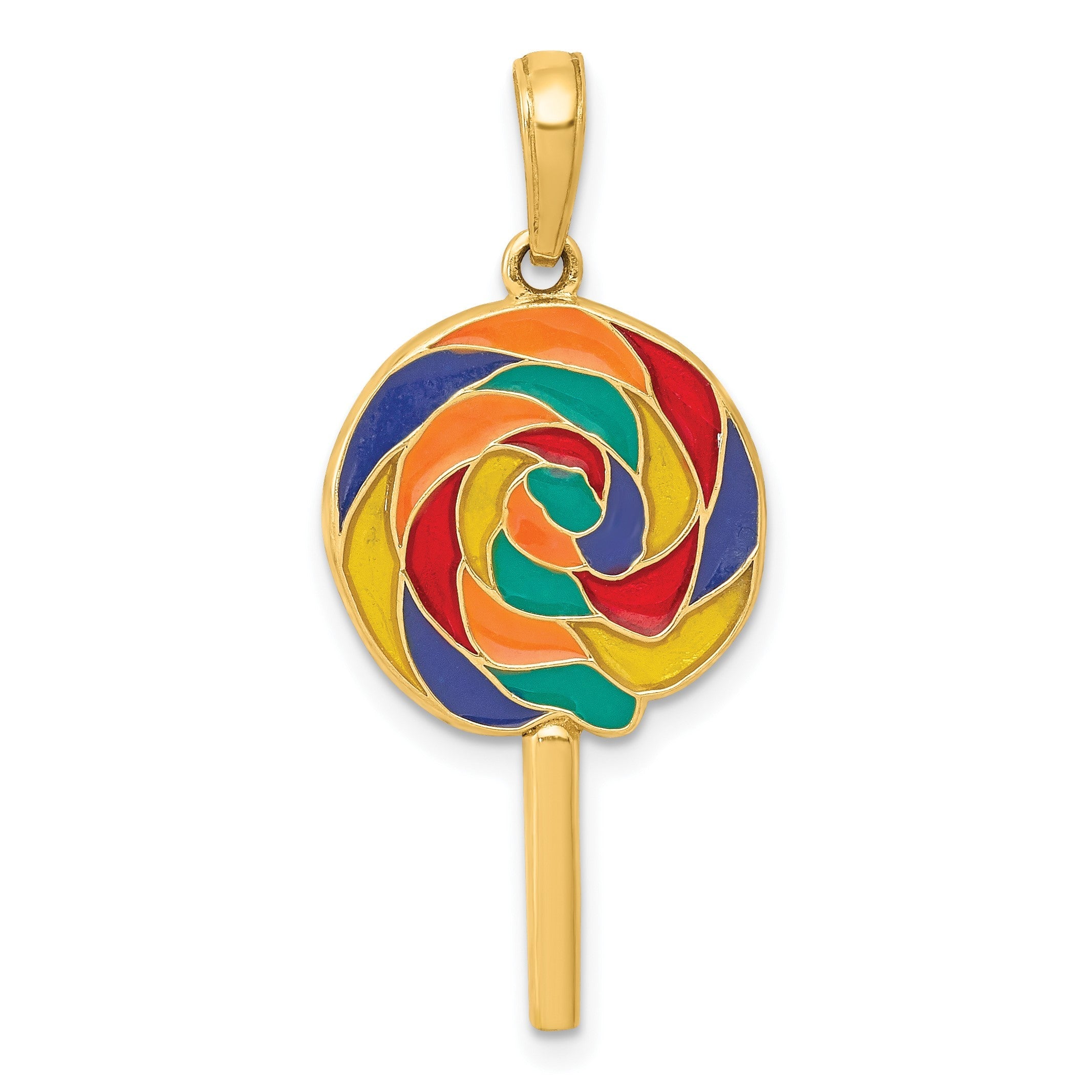 14K Gelbgold 3D-emaillierter Lolli-Anhänger