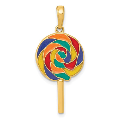 14K Gelbgold 3D-emaillierter Lolli-Anhänger