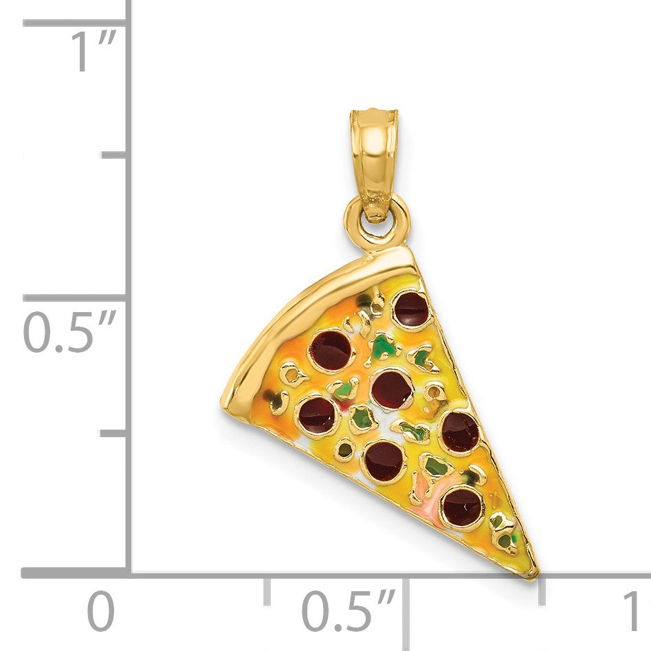 14K Gelbgold emaillierter Pizzastück-Anhänger