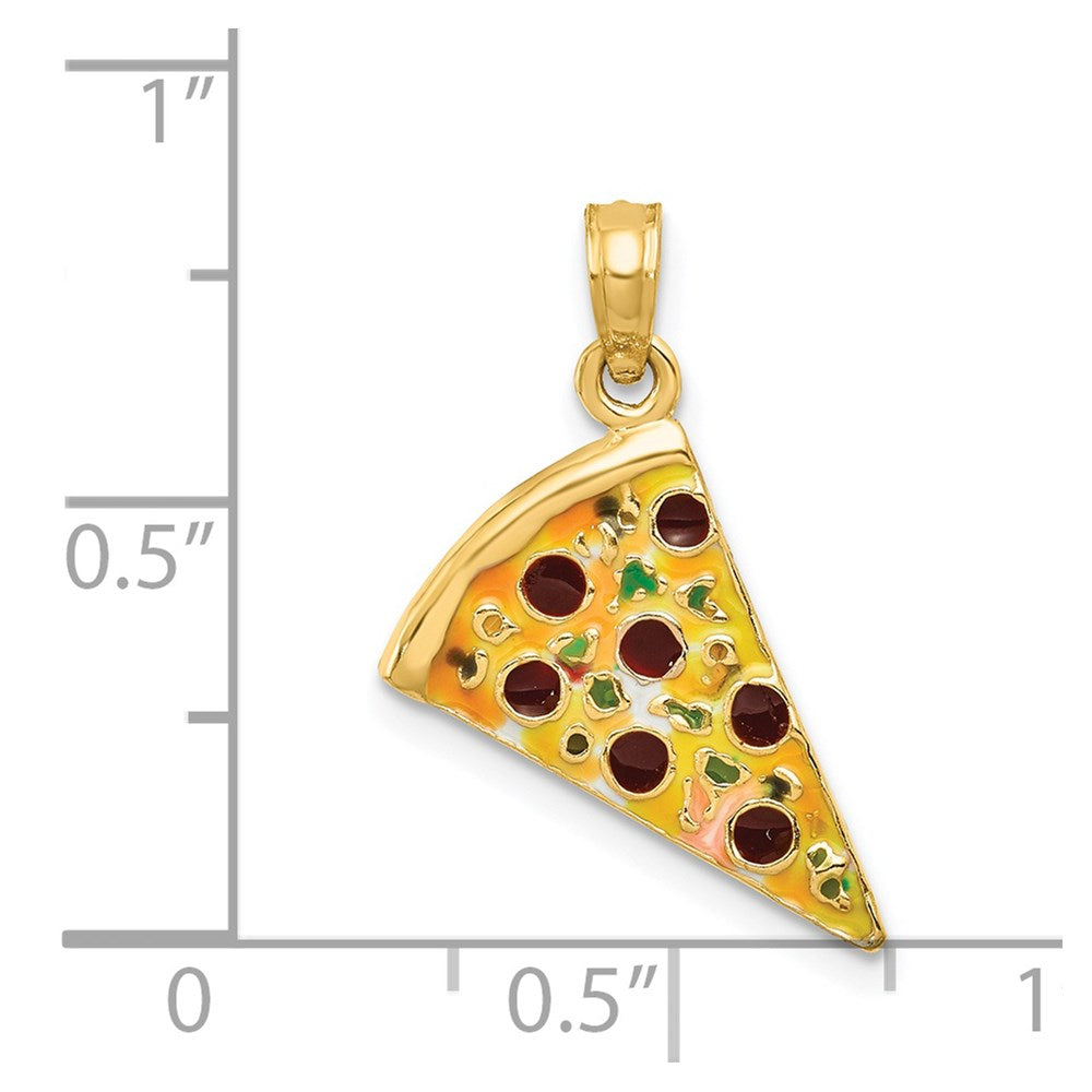 14K Gelbgold emaillierter Pizzastück-Anhänger
