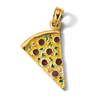 14K Gelbgold emaillierter Pizzastück-Anhänger
