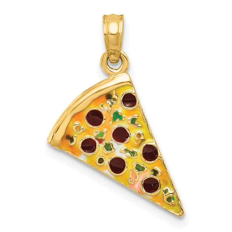 14K Gelbgold emaillierter Pizzastück-Anhänger