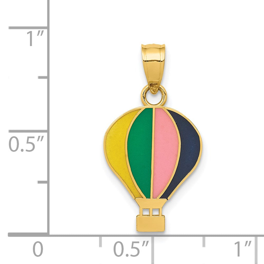 14K Gelbgold 14K Poliert Mehrfarbig Emaille Hot Luft Balloon Anhänger