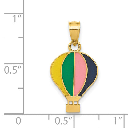 14K Gelbgold 14K Poliert Mehrfarbig Emaille Hot Luft Balloon Anhänger
