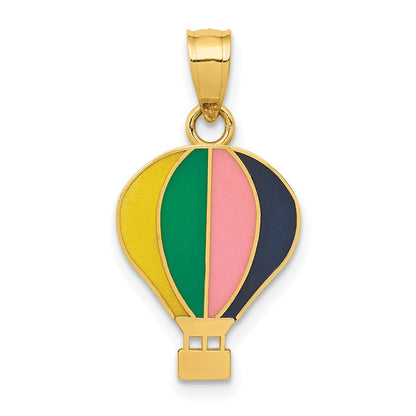 14K Gelbgold 14K Poliert Mehrfarbig Emaille Hot Luft Balloon Anhänger