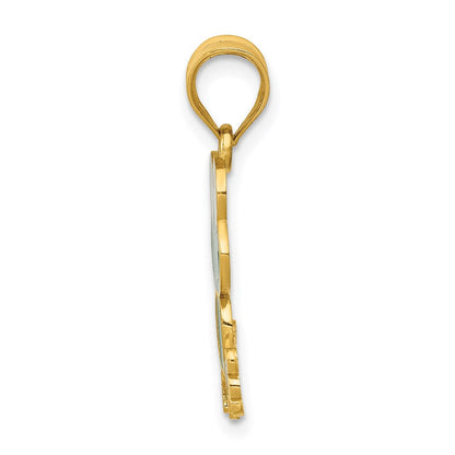 14K Gelbgold 14K Grün und Weiß Emailliert Frosch