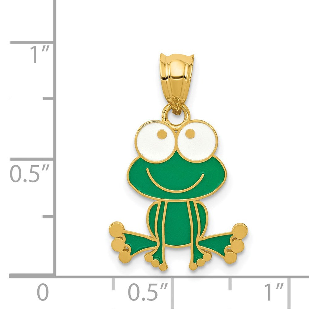 14K Gelbgold 14K Grün und Weiß Emailliert Frosch