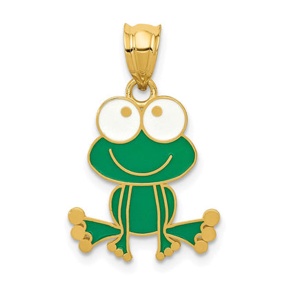 14K Gelbgold 14K Grün und Weiß Emailliert Frosch