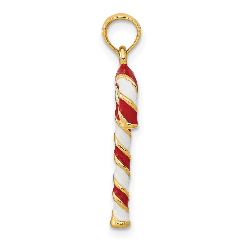 14K Gelbgold 14K 3d Emailliert Candy Cane Charm