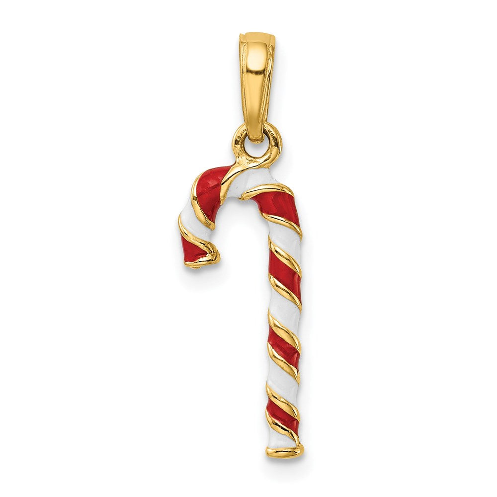 14K Gelbgold 14K 3d Emailliert Candy Cane Charm