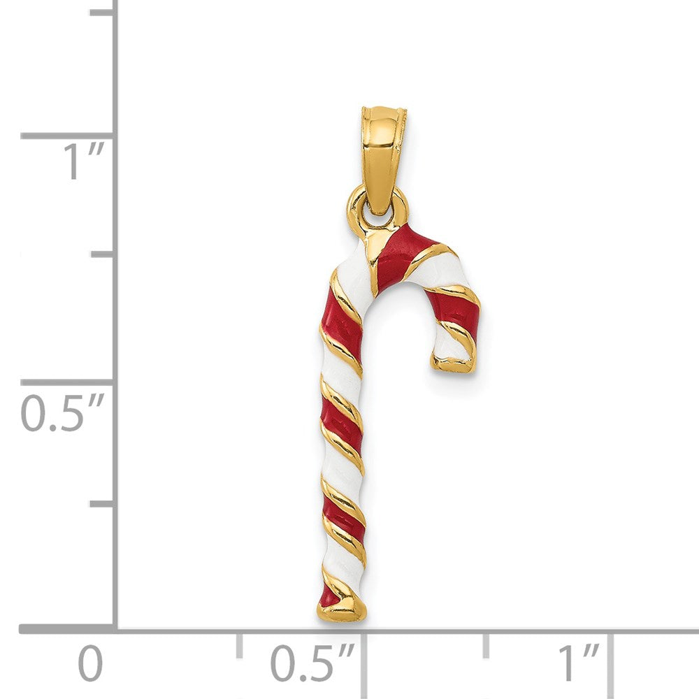 14K Gelbgold 14K 3d Emailliert Candy Cane Charm
