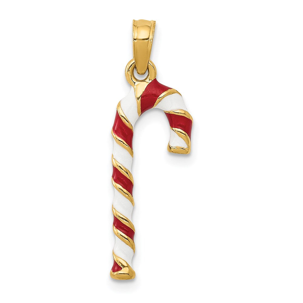 14K Gelbgold 14K 3d Emailliert Candy Cane Charm