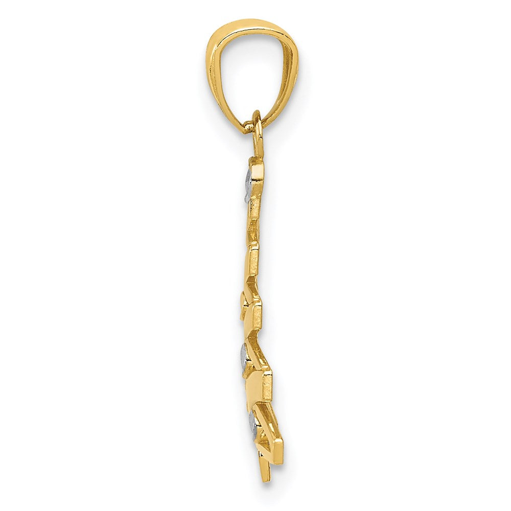 14K Gelb & Rhodium 14K mit Rhodium Weihnachten Baum Anhänger