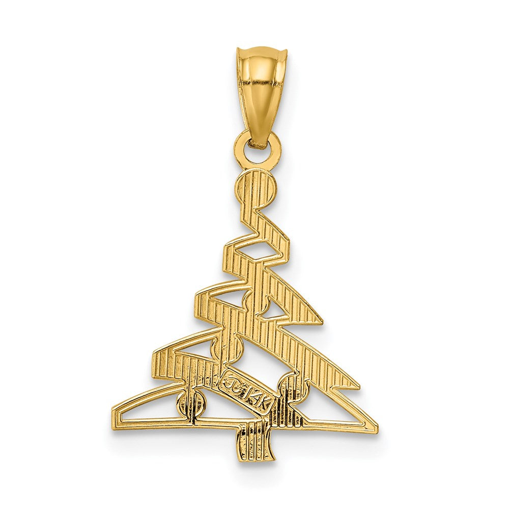 14K Gelb & Rhodium 14K mit Rhodium Weihnachten Baum Anhänger