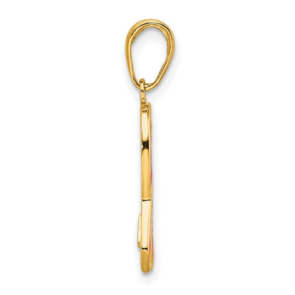 14K Gelbgold 14K Rosa Emailliert Bewusstsein Schleife Anhänger