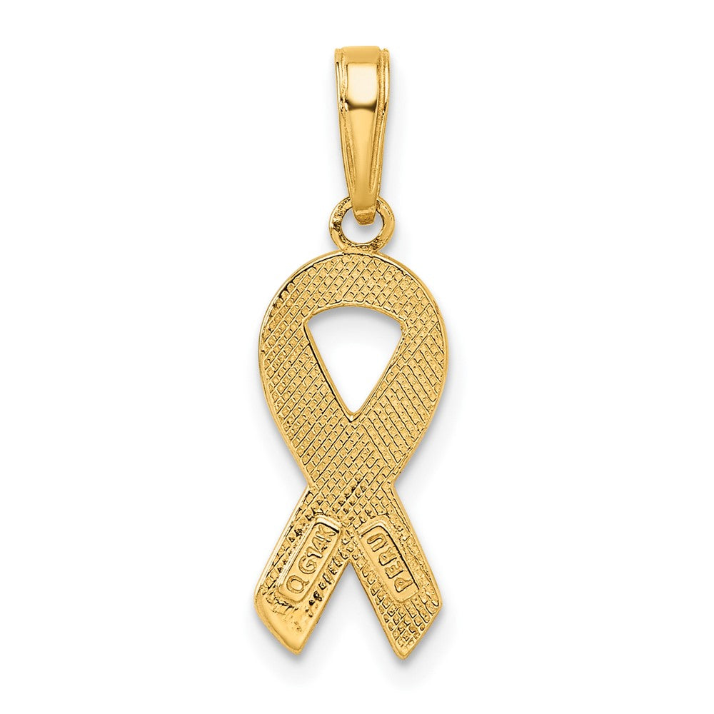 14K Gelbgold 14K Rosa Emailliert Bewusstsein Schleife Anhänger