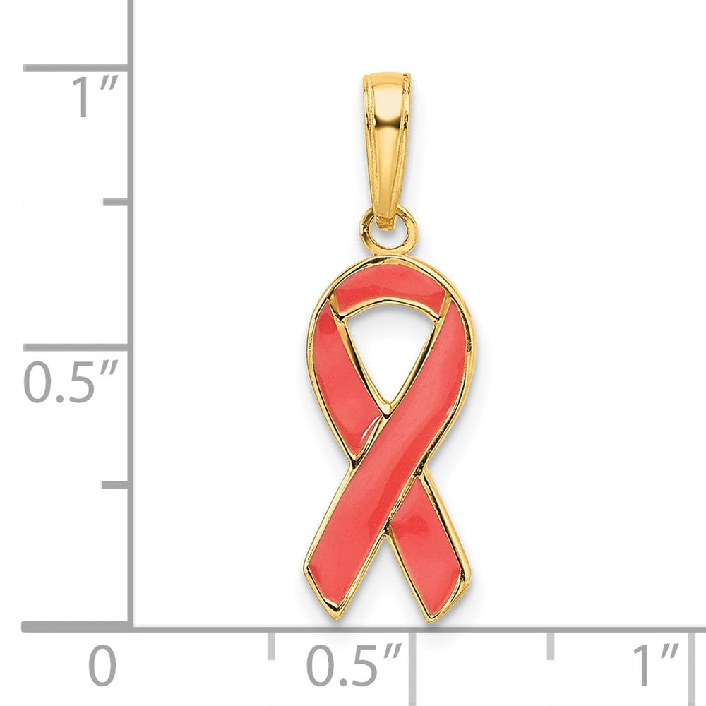 14K Gelbgold 14K Rosa Emailliert Bewusstsein Schleife Anhänger