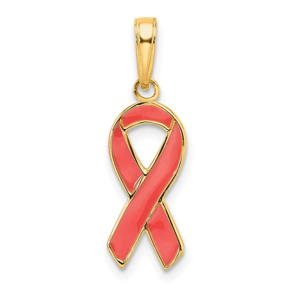 14K Gelbgold 14K Rosa Emailliert Bewusstsein Schleife Anhänger