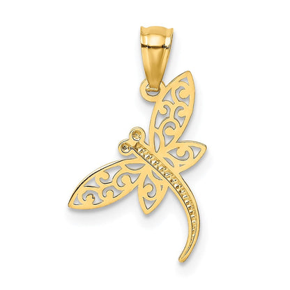 14K Gelbgold 14K Satiniert Diamantiert Libelle Anhänger