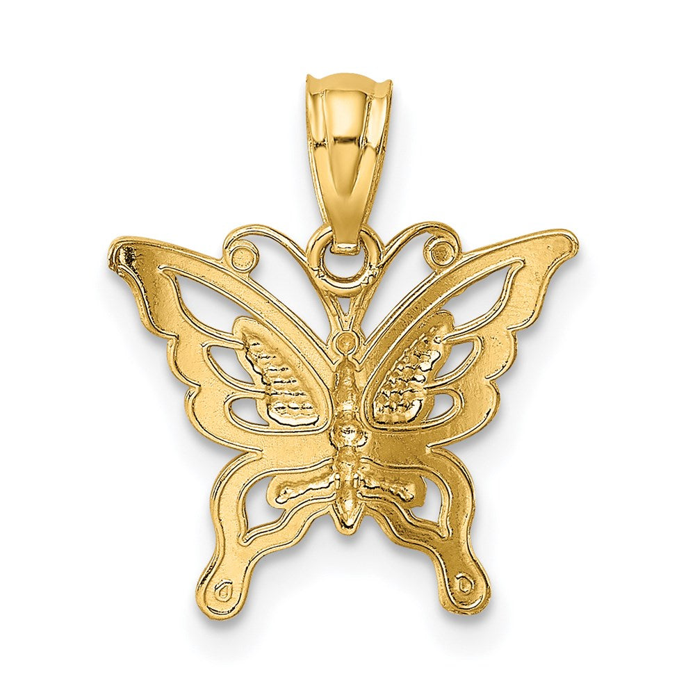 14K Gelbgold 14K Diamantiert Schmetterling Anhänger