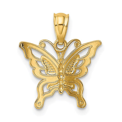 14K Gelbgold 14K Diamantiert Schmetterling Anhänger