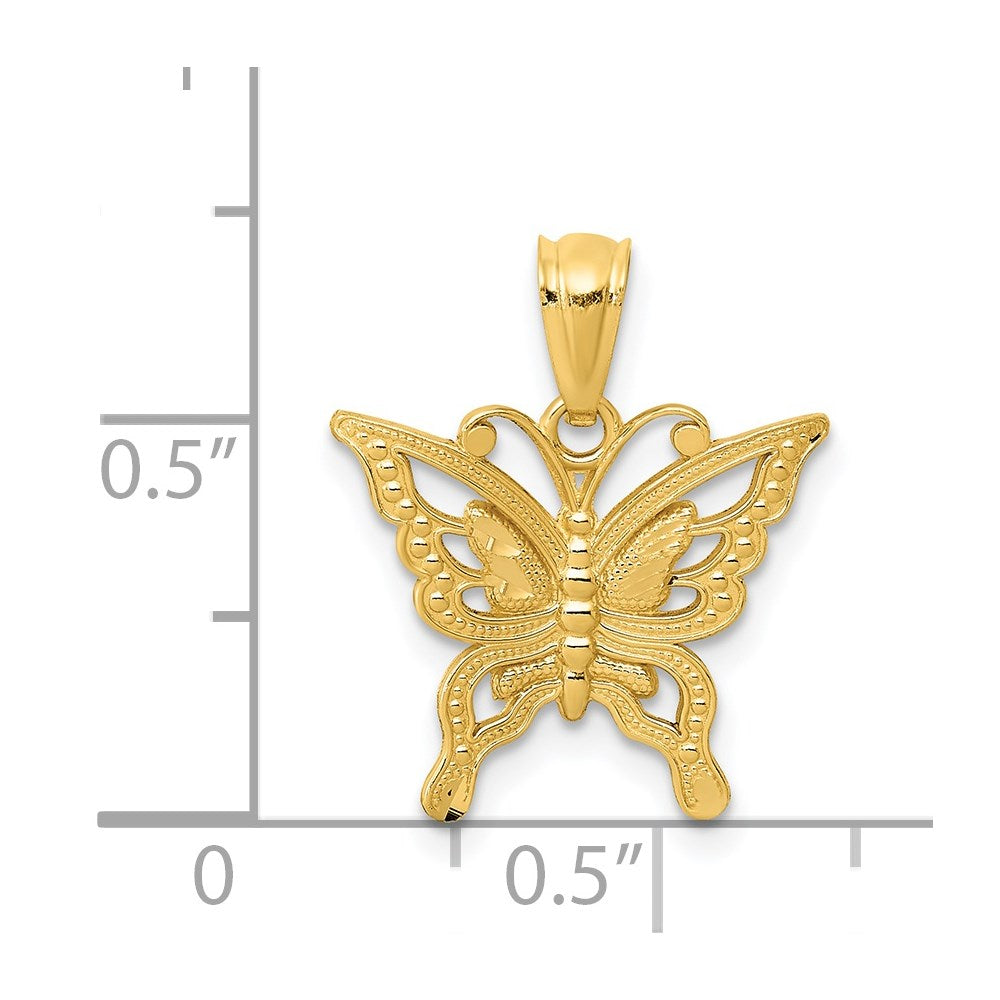 14K Gelbgold 14K Diamantiert Schmetterling Anhänger