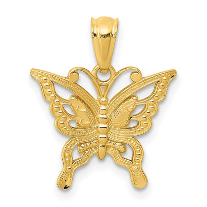 14K Gelbgold 14K Diamantiert Schmetterling Anhänger