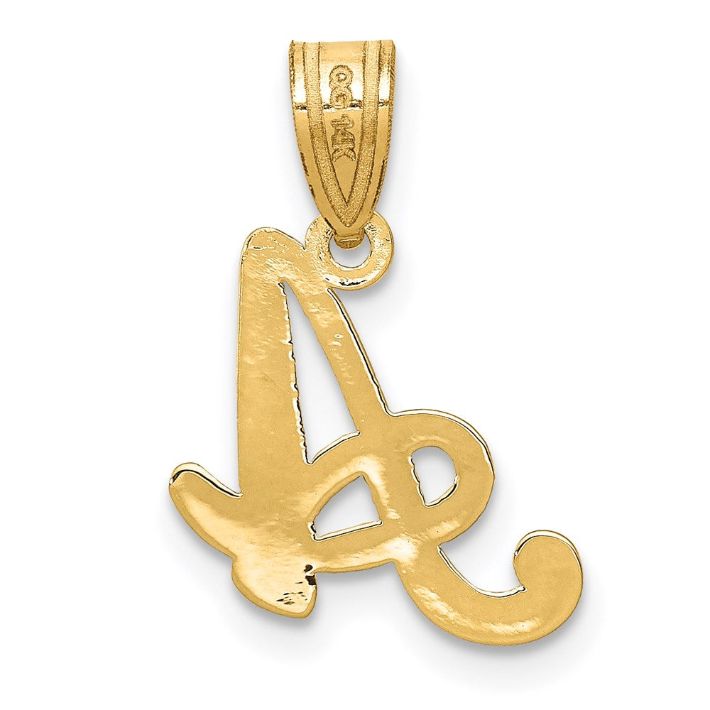 14K Gelbgold Initial-Anhänger Buchstabe „A" in Schreibschrift