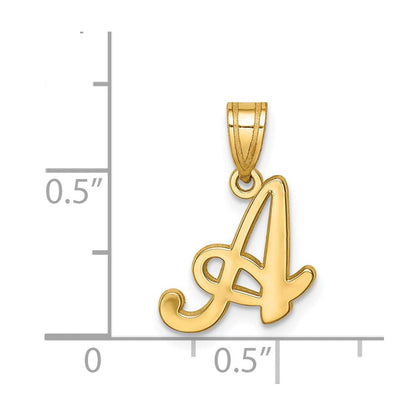 14K Gelbgold Initial-Anhänger Buchstabe „A" in Schreibschrift