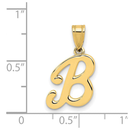 14K Gelbgold Initial-Anhänger Buchstabe „B" in Schreibschrift