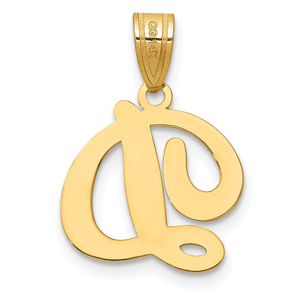 14K Gelbgold Schreibschrift-Buchstabe D Initial-Anhänger