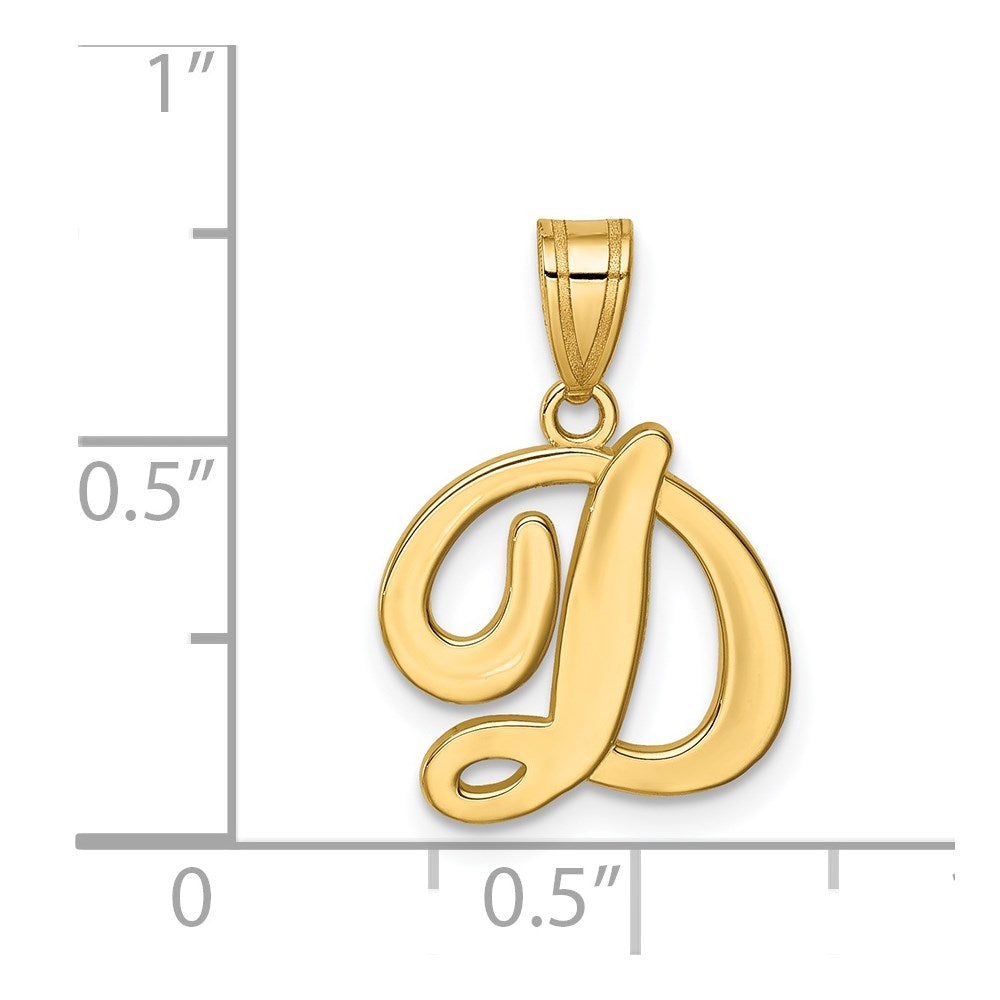 14K Gelbgold Schreibschrift-Buchstabe D Initial-Anhänger