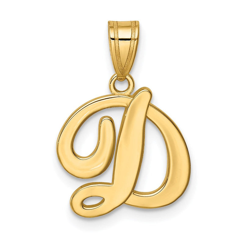14K Gelbgold Schreibschrift-Buchstabe D Initial-Anhänger