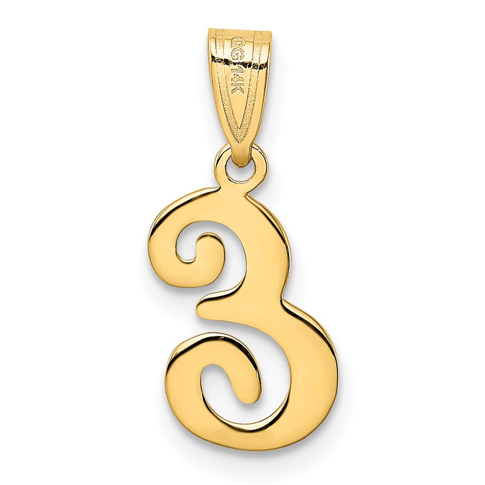 14K Gelbgold Skript-Buchstabe E Initial-Anhänger