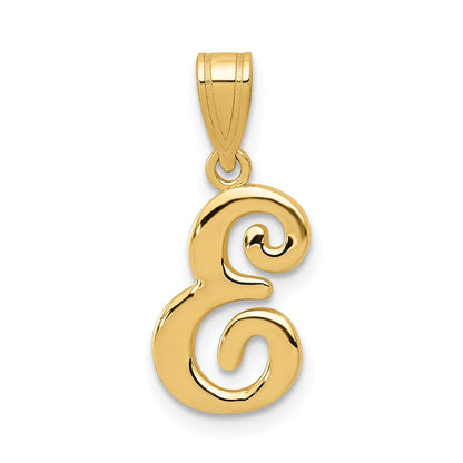 14K Gelbgold Skript-Buchstabe E Initial-Anhänger