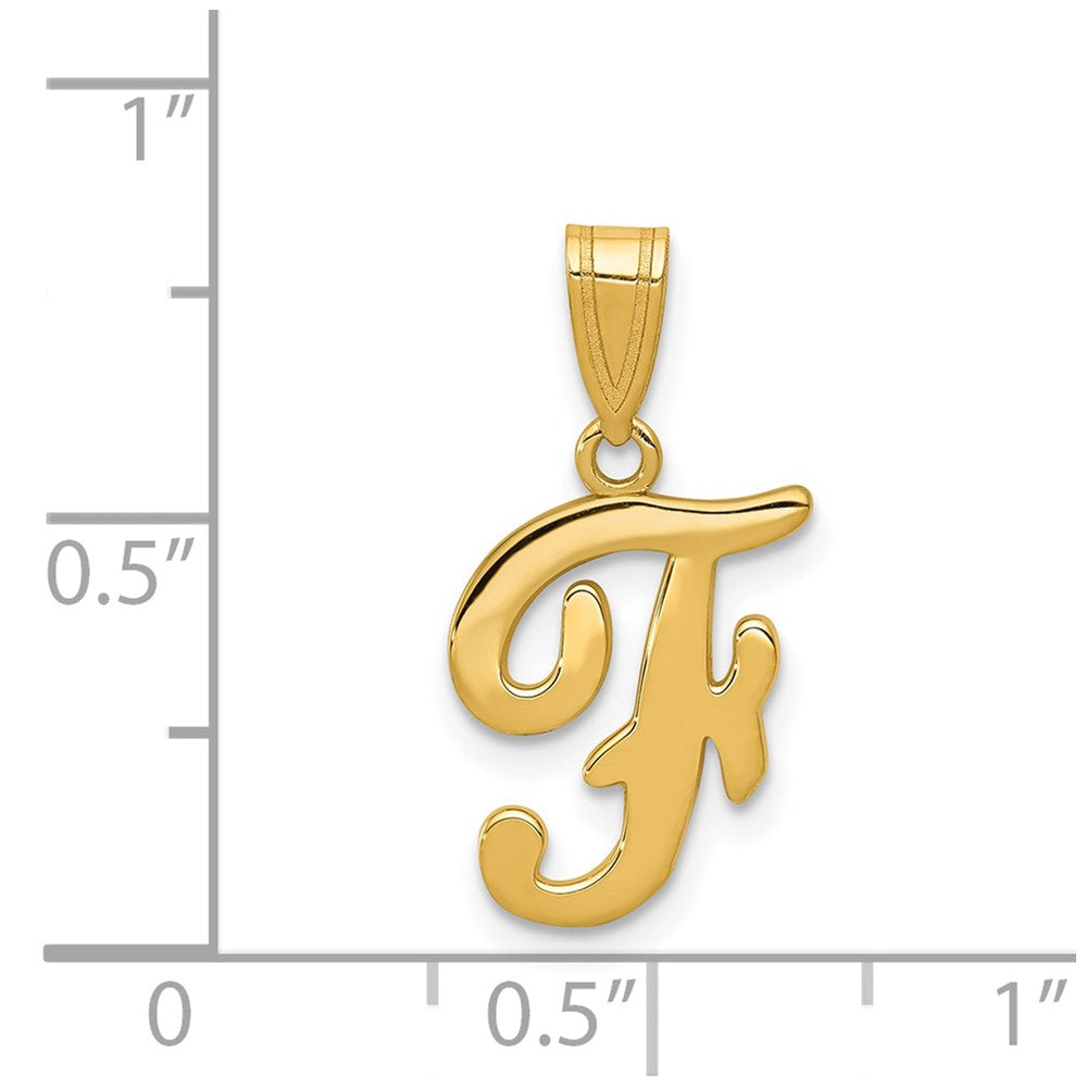 14K Gelbgold Schreibschrift-Buchstabe F Initial-Anhänger