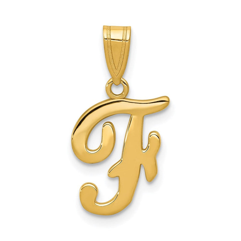 14K Gelbgold Schreibschrift-Buchstabe F Initial-Anhänger