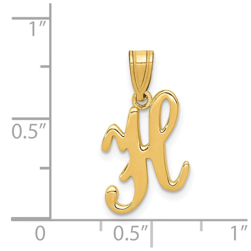 14K Gelbgold Skript-Buchstabe „H" Initial-Anhänger