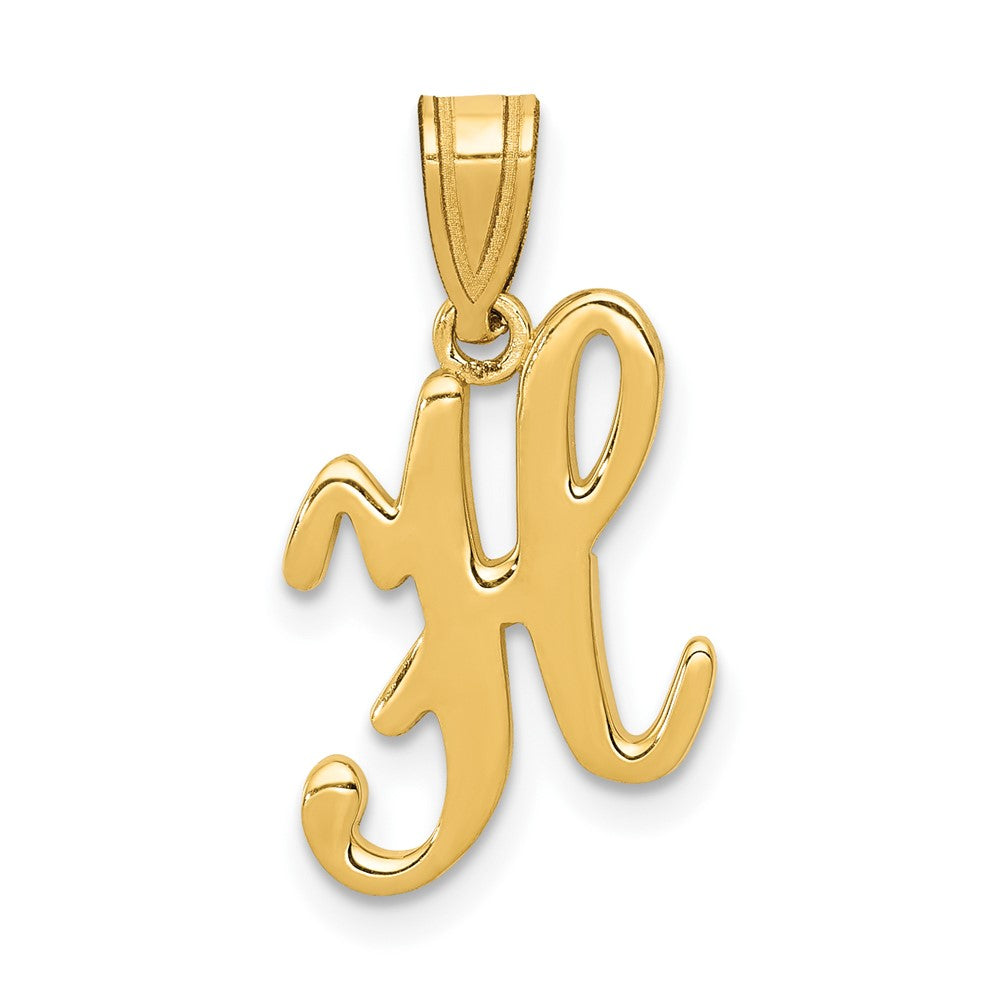14K Gelbgold Skript-Buchstabe „H" Initial-Anhänger