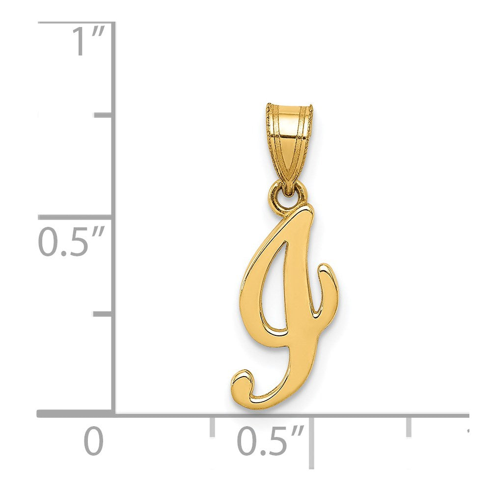 14K Gelbgold 14ky Schreibschrift Buchstabe I Initiale Anhänger