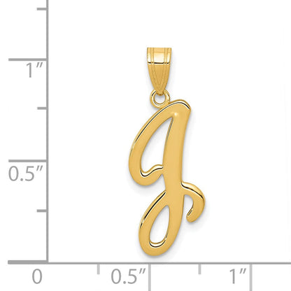 14K Gelbgold Initial-Anhänger Buchstabe J in Schreibschrift