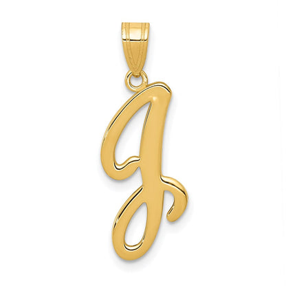 14K Gelbgold Initial-Anhänger Buchstabe J in Schreibschrift