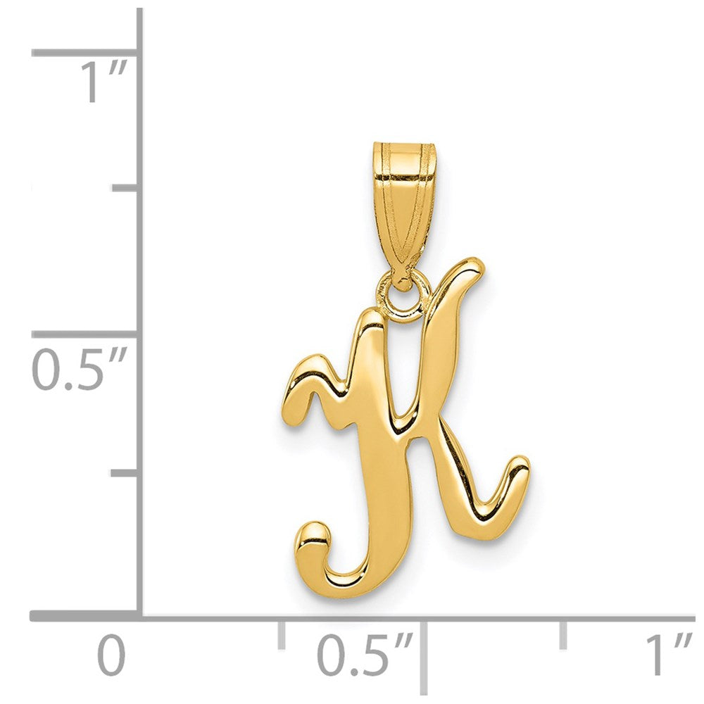 14K Gelbgold Anhänger mit Initiale „K" in Schreibschrift