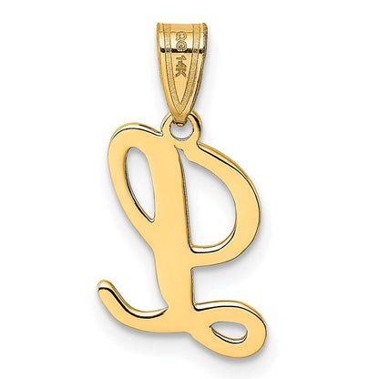 14K Gelbgold Skript-Buchstabe „L" Initial-Anhänger