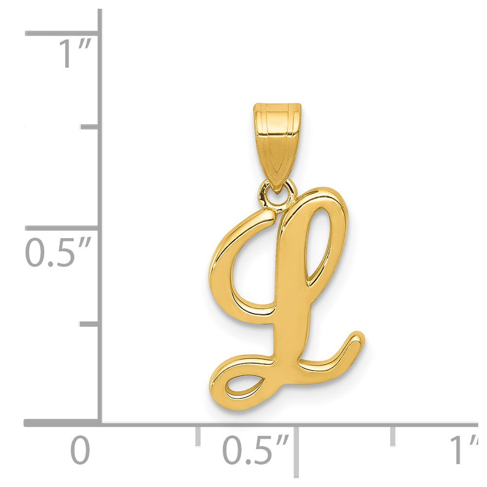 14K Gelbgold Skript-Buchstabe „L" Initial-Anhänger