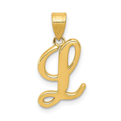 14K Gelbgold Skript-Buchstabe „L" Initial-Anhänger
