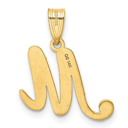 14K Gelbgold Initial-Anhänger mit Schreibschrift-Buchstabe M