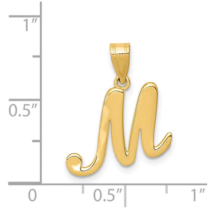 14K Gelbgold Initial-Anhänger mit Schreibschrift-Buchstabe M